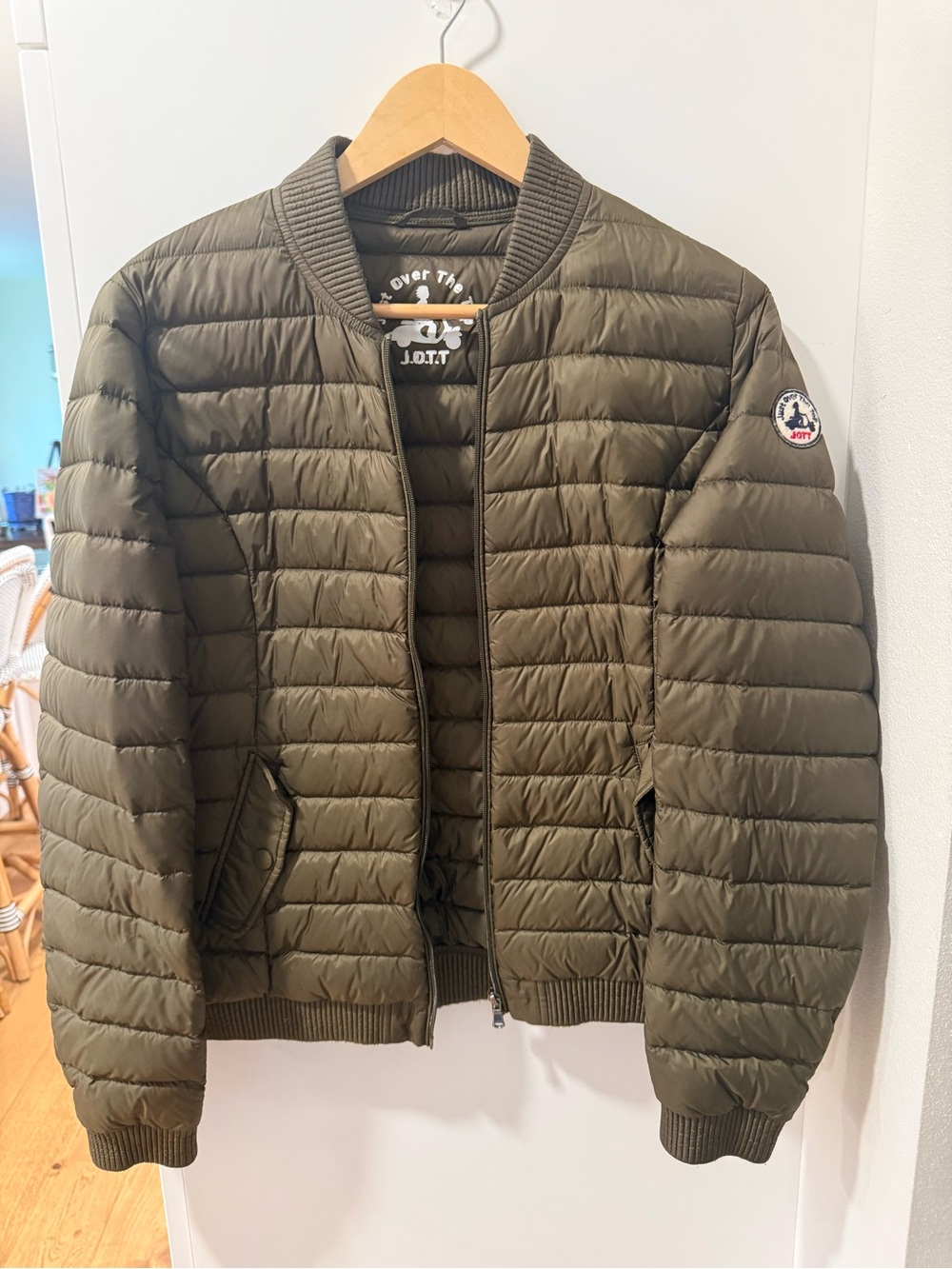 Quilted Bomber Jacket in Olive Green by